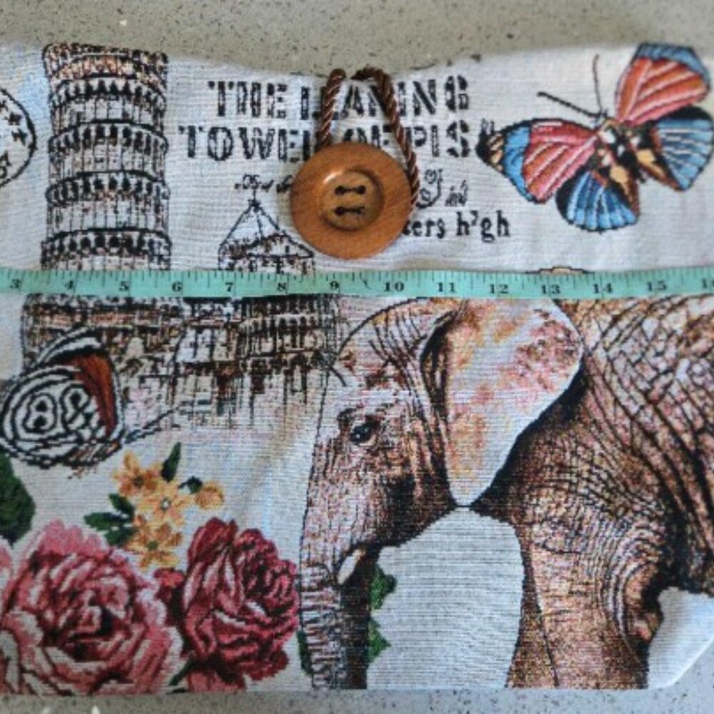 (Various Colors)ELEPHANT tapestry/embrodiered Tote/Crossbody Bag NWT🐘